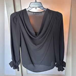 New York & Company Black Draped Blouse